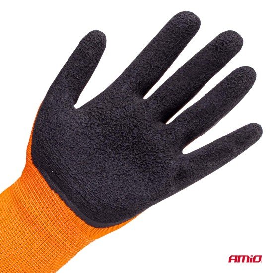 Amio - Γάντια Εργασίας με επικάλυψη αφρού λάτεξ χρώμα πορτοκαλί/μαύρο μέγεθος No.11 - 2 ζευγ. (04642/AM)-Amio-04642/AM
