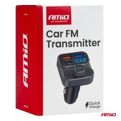 Amio - FM Transmitter Αναπτήρα τύπου FMT02 τάση λειτουργίας 12-24V με 2xUSB Type-A και 1xUSB Type-C για Επιβατικά Αυτοκίνητα και Φορτηγά - 1 τεμ. (04649/AM)-Amio-04649/AM