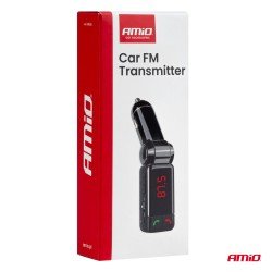 Amio - FM Transmitter Αναπτήρα τύπου FMT03 τάση λειτουργίας 12-24V με 2xUSB Type-A και Bluetooth για Επιβατικά Αυτοκίνητα και Φορτηγά - 1 τεμ. (04650/AM)-Amio-04650/AM