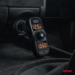 Amio - FM Transmitter Αναπτήρα τύπου FMT06 τάση λειτουργίας 12-24V με 2xUSB Type-A, 1xUSB Type-C και υποδοχή microSD για Επιβατικά Αυτοκίνητα και Φορτηγά - 1 τεμ. (04653/AM)-Amio-04653/AM