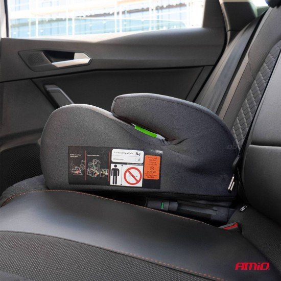 Amio - Παιδικό Κάθισμα Αυτοκινήτου Χωρίς Πλάτη (Booster) τύπου ISOFIX κατάλληλο για ύψος 125-150cm προδιαγραφών ECE R129 χρώμα Γκρι/Μαύρο για Επιβατικά Αυτοκίνητα - 1 τεμ. (04660/AM)-Amio-04660/AM
