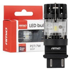 Amio – LED CSP P27/7W 3157 Καρφωτό 12V 66W 4800lm 6500K Full CANBUS για Στοπ & Θέσης Ισχυρό Φως – 1 Τεμ. (04691/AM)-Amio-04691/AM