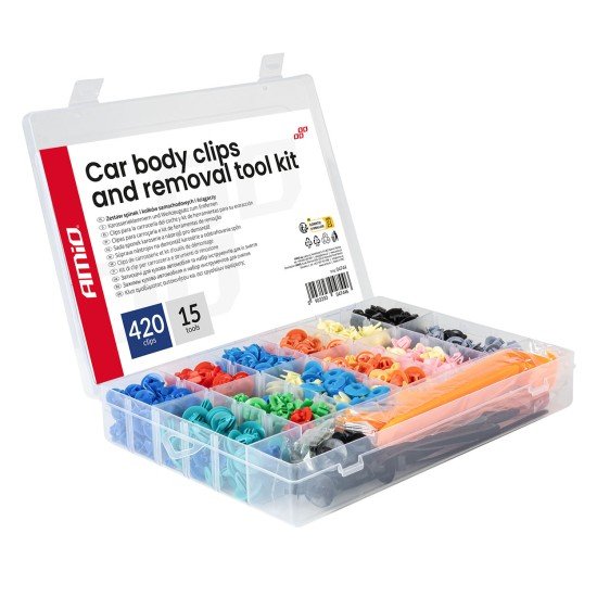 Amio – Κλιπς Αμαξώματος Αυτοκινήτου Σετ 435 Τεμ. με Εργαλεία για Σταθερή Τοποθέτηση & Πλήρη Επισκευή – 1 Σετ (04744/AM)-Amio-04744/AM