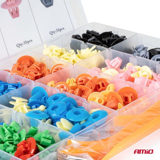 Amio – Κλιπς Αμαξώματος Αυτοκινήτου Σετ 435 Τεμ. με Εργαλεία για Σταθερή Τοποθέτηση & Πλήρη Επισκευή – 1 Σετ (04744/AM)-Amio-04744/AM