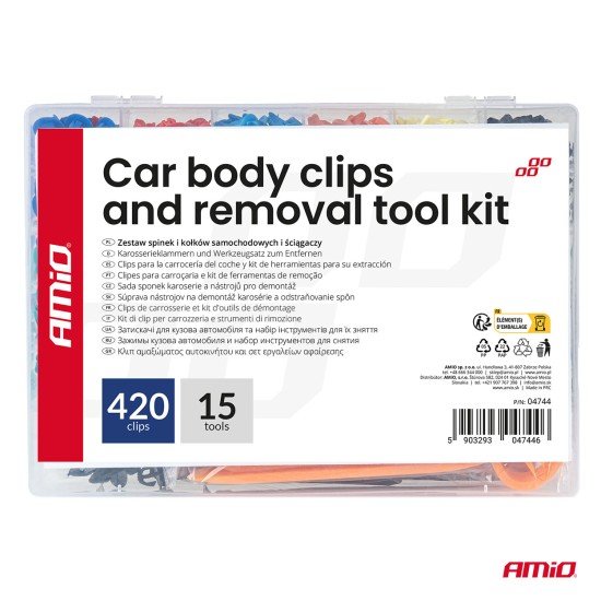 Amio – Κλιπς Αμαξώματος Αυτοκινήτου Σετ 435 Τεμ. με Εργαλεία για Σταθερή Τοποθέτηση & Πλήρη Επισκευή – 1 Σετ (04744/AM)-Amio-04744/AM