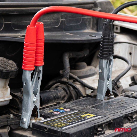 Amio - Καλώδια Φόρτισης Μπαταρίας (Ρευματοδότες) τάση λειτουργίας 12-24V ένταση ρεύματος 1200A μήκος 6m από 99,9% χαλκό για Επιβατικά Αυτοκίνητα και Φορτηγά - 1 σετ (04822/AM)-Amio-04822/AM