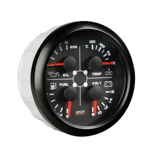 Lampa - Αναλογικό Όργανο 4-σε-1 85mm – Βολτόμετρο / Θερμοκρασία Νερού / Πίεση Λαδιού & Καύσιμο - 1 τεμ. (L1014.2)-Lampa-L1014.2