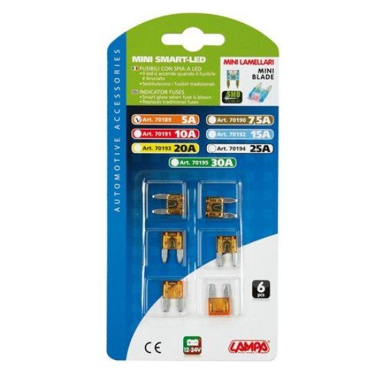 Ασφάλειες Mίνι 7.5A 12/24V SMART-LED 6τεμ.-Lampa-7019.0-LM Ασφάλειες Mίνι 7.5A 12/24V SMART-LED 6τεμ.-Lampa-7019.0-LM
