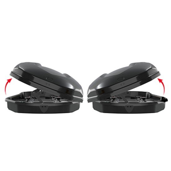 Menabo - Μπαγκαζιέρα Οροφής Satellite 600 Duo Black με Δαγκάνες Crab (Μαύρη / Γυαλιστερή 197,6x94x46,7cm) για Ασφαλή Μεταφορά Φορτίου - 1 τεμ. (16920/MB)-Menabo-16920/MB