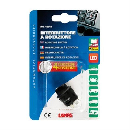 ΔΙΑΚΟΠΤΗΣ 4 ΘΕΣΕΩΝ 12/24V 10A ΣΤΡΟΓΓΥΛΟΣ 23mm-Lampa-L4556.6 ΔΙΑΚΟΠΤΗΣ 4 ΘΕΣΕΩΝ 12/24V 10A ΣΤΡΟΓΓΥΛΟΣ 23mm-Lampa-L4556.6