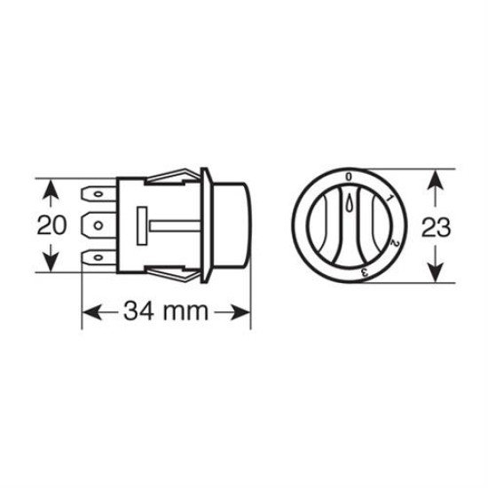 ΔΙΑΚΟΠΤΗΣ 4 ΘΕΣΕΩΝ 12/24V 10A ΣΤΡΟΓΓΥΛΟΣ 23mm-Lampa-L4556.6 ΔΙΑΚΟΠΤΗΣ 4 ΘΕΣΕΩΝ 12/24V 10A ΣΤΡΟΓΓΥΛΟΣ 23mm-Lampa-L4556.6