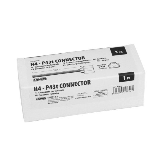 Lampa - Φις – Αντάπτορας Λάμπας H4 P43t με Καλώδιο 15 cm - 1 τεμ. (L5782.6)-Lampa-L5782.6 Lampa - Φις – Αντάπτορας Λάμπας H4 P43t με Καλώδιο 15 cm - 1 τεμ. (L5782.6)-Lampa-L5782.6