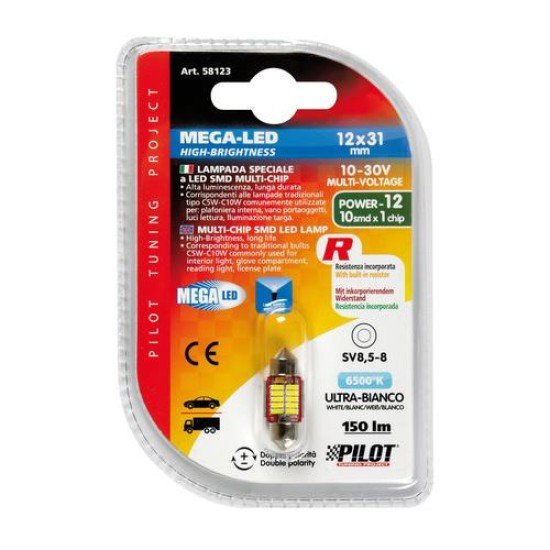 ΛΑΜΠΑΚΙ ΠΛΑΦΟΝΙΕΡΑΣ 12V 12x31mm 150lm ΛΕΥΚΟ MEGA-LED10 (ΔΙΠΛΗΣ ΠΟΛΙΚΟΤΗΤΑΣ- CAN-BUS) BLISTER 1ΤΕΜ.-Lampa-L5812.3 ΛΑΜΠΑΚΙ ΠΛΑΦΟΝΙΕΡΑΣ 12V 12x31mm 150lm ΛΕΥΚΟ MEGA-LED10 (ΔΙΠΛΗΣ ΠΟΛΙΚΟΤΗΤΑΣ- CAN-BUS) BLISTER 1ΤΕΜ.-Lampa-L5812.3