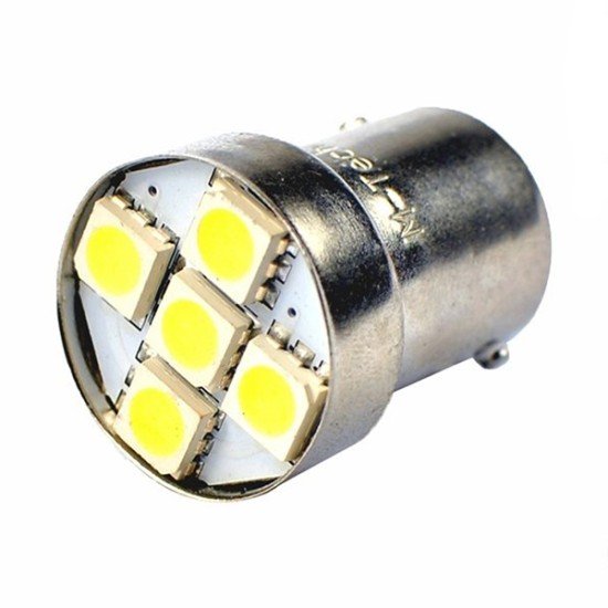 Λάμπα Ba15s (R10W /P21W) 5xSMD 5050 12V Λευκή 2τεμ-M-Tech-LB075W/MT Λάμπα Ba15s (R10W /P21W) 5xSMD 5050 12V Λευκή 2τεμ-M-Tech-LB075W/MT