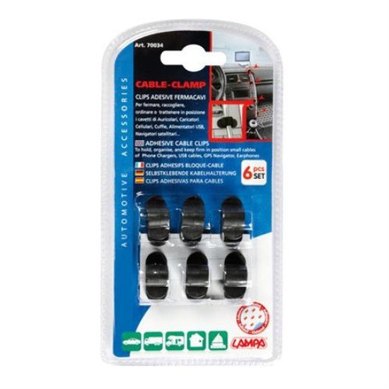 Κλιπ Καλωδίων Διπλό Αυτοκόλλητο 6τεμ.-Lampa-L7003.4 Κλιπ Καλωδίων Διπλό Αυτοκόλλητο 6τεμ.-Lampa-L7003.4