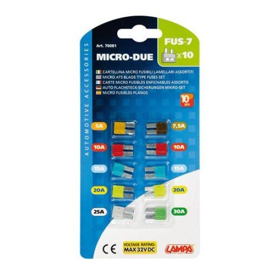 ΑΣΦΑΛΕΙΕΣ ΣΕ ΚΑΡΤΕΛΑ ΣΕΤ 10ΤΕΜ. MICRO-DUE 12/32V-Lampa-L7008.1 ΑΣΦΑΛΕΙΕΣ ΣΕ ΚΑΡΤΕΛΑ ΣΕΤ 10ΤΕΜ. MICRO-DUE 12/32V-Lampa-L7008.1