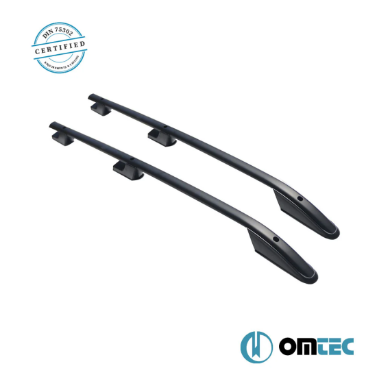 Omtec - Παράλληλες Μπάρες Οροφής Sport για VW Amarok (PH 2H) 2010>2022 από Αλουμίνιο σε Μαύρο Χρώμα και Μέγιστο Βάρος Φορτίου 75 kg - 2 τεμ. (7535931B/OM)-Omtec-7535931B/OM