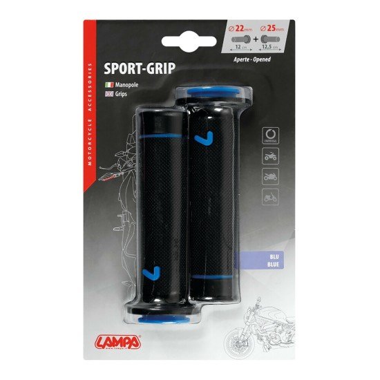 ΧΕΙΡΟΛΑΒΕΣ ΤΙΜΟΝΙΟΥ ΜΗΧΑΝΗΣ SPORT-GRIP ΜΑΥΡΟ/ΜΠΛΕ (22 mm-12cm/25mm-12,5cm) LAMPA - 2 ΤΕΜ.-Lampa-9058.1-LM ΧΕΙΡΟΛΑΒΕΣ ΤΙΜΟΝΙΟΥ ΜΗΧΑΝΗΣ SPORT-GRIP ΜΑΥΡΟ/ΜΠΛΕ (22 mm-12cm/25mm-12,5cm) LAMPA - 2 ΤΕΜ.-Lampa-9058.1-LM