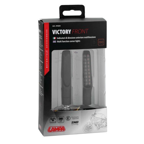 ΦΛΑΣ MOTO ΕΜΠΡΟΣ 12V SMD LED VICTORY ΜΑΥΡΟ 2 ΧΡΗΣΕΩΝ (ΘΕΣΕΩΣ /ΦΛΑΣ) 91x15mm  LAMPA  - 2 TEM-Lampa-9162.4-LM