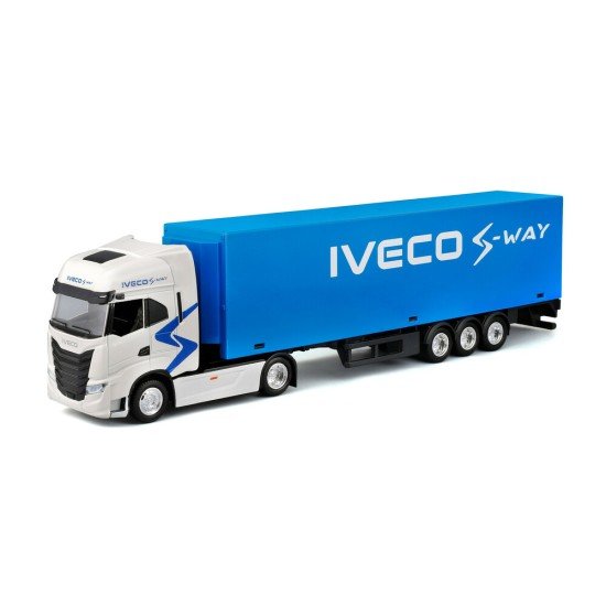 Lampa - Μινιατούρα νταλίκα Iveco S-Way με κοντέινερ 1:43 σε λευκό/μπλε χρώμα Burago - 1 τεμ. (BU31469)-Lampa-L.BU31469