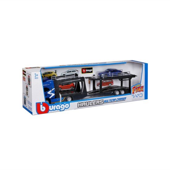 Lampa - Μινιατούρα νταλίκα Iveco S-Way με καρότσα αυτοκινήτων & Audi RS E-Tron 1:43 Burago - 1 τεμ. (L.BU31475)-Lampa-L.BU31475