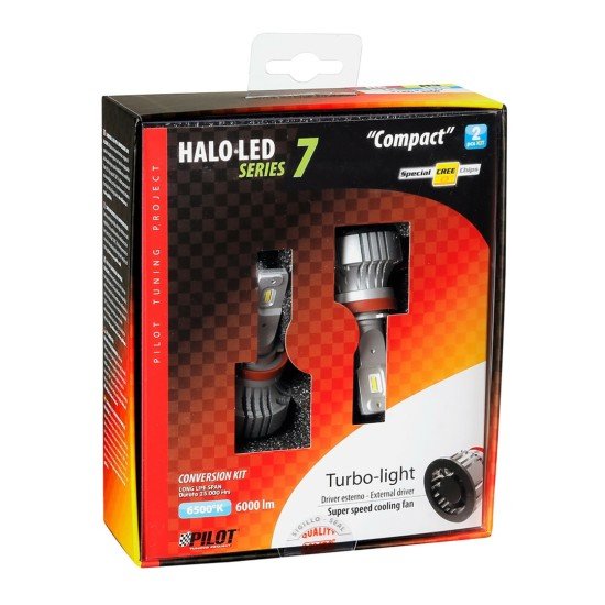 H8/H9/H11/H16 9-32V 6.500K 6.000lm 72W PGJ19-X HALO LED SERIE 7 COMPACT 8LED CREE 2ΤΕΜ. LED KIT-Lampa-L5777.9 H8/H9/H11/H16 9-32V 6.500K 6.000lm 72W PGJ19-X HALO LED SERIE 7 COMPACT 8LED CREE 2ΤΕΜ. LED KIT-Lampa-L5777.9