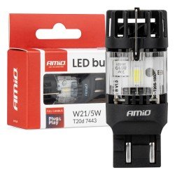 Amio – LED CSP T20D W21/5W 7443 Καρφωτό 12V 66W 4800lm 6500K Full CANBUS για Στοπ & Θέσης Ισχυρό Φως – 1 Τεμ. (04687/AM)-Amio-04687/AM
