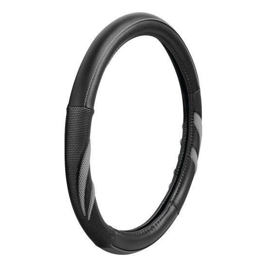 ΚΑΛΥΜΜΑ ΤΙΜΟΝΙΟΥ SUZUKA (M) 37/39cm ΔΕΡΜΑΤΙΝΗ ΜΑΥΡΟ/ΓΚΡΙ ΑΟΣΜΟ ECO-FRIENDLY-Lampa-L3293.3