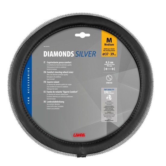 ΚΑΛΥΜΜΑ ΤΙΜΟΝΙΟΥ DIAMONDS SILVER (Μ) 37/39cm ΣΥΝΘΕΤΙΚΟ ΔΕΡΜΑ SKEENTEX ΜΑΥΡΟ/ΑΣΗΜΙ LAMPA  - 1 ΤΕΜ.-Lampa-L3317.1 ΚΑΛΥΜΜΑ ΤΙΜΟΝΙΟΥ DIAMONDS SILVER (Μ) 37/39cm ΣΥΝΘΕΤΙΚΟ ΔΕΡΜΑ SKEENTEX ΜΑΥΡΟ/ΑΣΗΜΙ LAMPA  - 1 ΤΕΜ.-Lampa-L3317.1