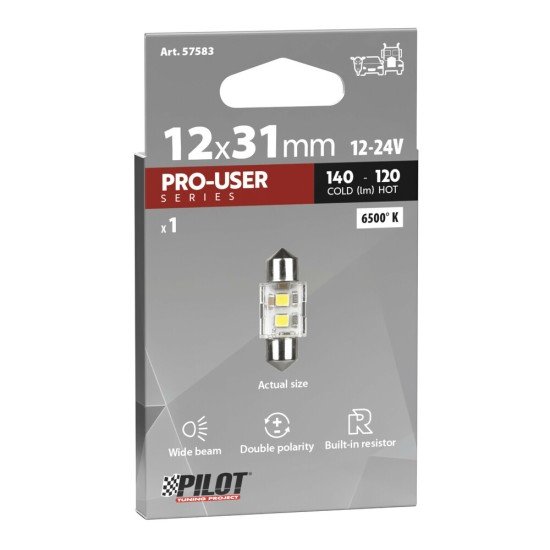ΛΑΜΠΑΚΙΑ ΠΛΑΦΟΝΙΕΡΑΣ 12/24V 12x31mm 140/120lm 6.500K ΔΙΠΛΗΣ ΠΟΛ/ΤΑΣ LED CAN-BUS PRO-USER SERIES 1ΤΕΜ-Lampa-L5758.3 ΛΑΜΠΑΚΙΑ ΠΛΑΦΟΝΙΕΡΑΣ 12/24V 12x31mm 140/120lm 6.500K ΔΙΠΛΗΣ ΠΟΛ/ΤΑΣ LED CAN-BUS PRO-USER SERIES 1ΤΕΜ-Lampa-L5758.3