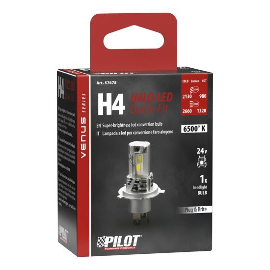 H4 24V P43t 2130/1320lm 6.500k HALO LED QUICK-FIT VENUS SERIES PLUG & PLAY 1ΤΕΜ-Lampa-L5767.8 H4 24V P43t 2130/1320lm 6.500k HALO LED QUICK-FIT VENUS SERIES PLUG & PLAY 1ΤΕΜ-Lampa-L5767.8