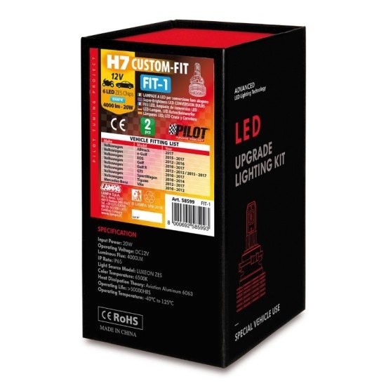 H7 12V – 20W - 6500K - 4000lm 6 LED CUSTOM FIT-1 VW/MERCEDES – 2 ΤΕΜ.-Lampa-L5859.9 H7 12V – 20W - 6500K - 4000lm 6 LED CUSTOM FIT-1 VW/MERCEDES – 2 ΤΕΜ.-Lampa-L5859.9