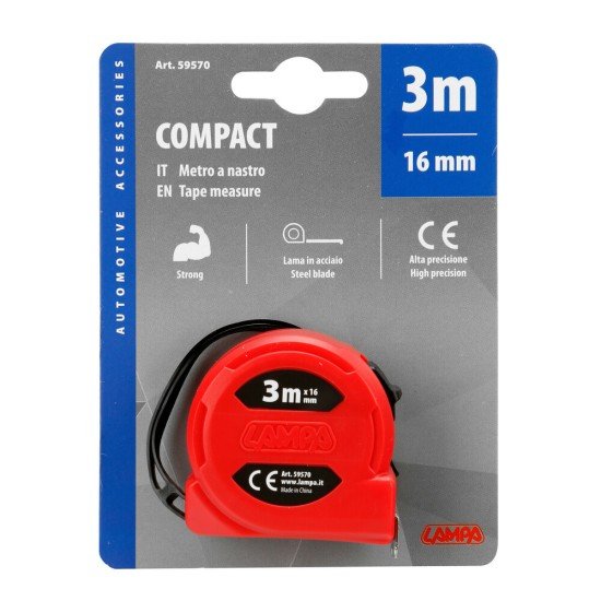 ΜΕΤΡΟΤΑΙΝΙΑ ΑΥΤΟΜΑΤΗ COMPACT 3m x16mm ΚΟΚΚΙΝΗ ΜΕ ΚΛΙΠ ΖΩΝΗΣ LAMPA - 1 ΤΕΜ.-Lampa-L5957.0 ΜΕΤΡΟΤΑΙΝΙΑ ΑΥΤΟΜΑΤΗ COMPACT 3m x16mm ΚΟΚΚΙΝΗ ΜΕ ΚΛΙΠ ΖΩΝΗΣ LAMPA - 1 ΤΕΜ.-Lampa-L5957.0