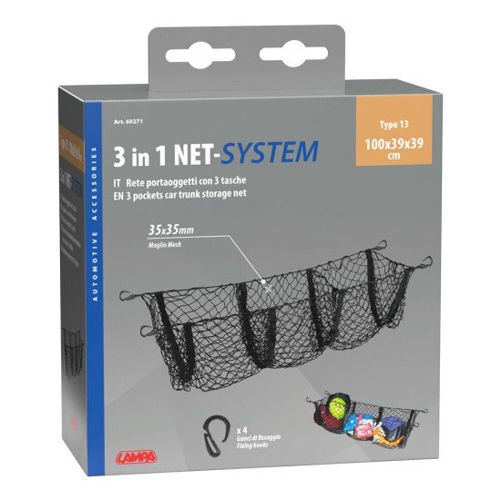 ΕΛΑΣΤΙΚΟ ΔΙΧΤΥ ΠΟΡΤ ΜΠΑΓΚΑΖ 3 ΘΕΣΕΩΝ NET SYSTEM 13 ΜΕ 4 ΓΑΝΤΖΟΥΣ 100x39x39cm LAMPA -  1 ΤΕΜ.-Lampa-L6027.1 ΕΛΑΣΤΙΚΟ ΔΙΧΤΥ ΠΟΡΤ ΜΠΑΓΚΑΖ 3 ΘΕΣΕΩΝ NET SYSTEM 13 ΜΕ 4 ΓΑΝΤΖΟΥΣ 100x39x39cm LAMPA -  1 ΤΕΜ.-Lampa-L6027.1