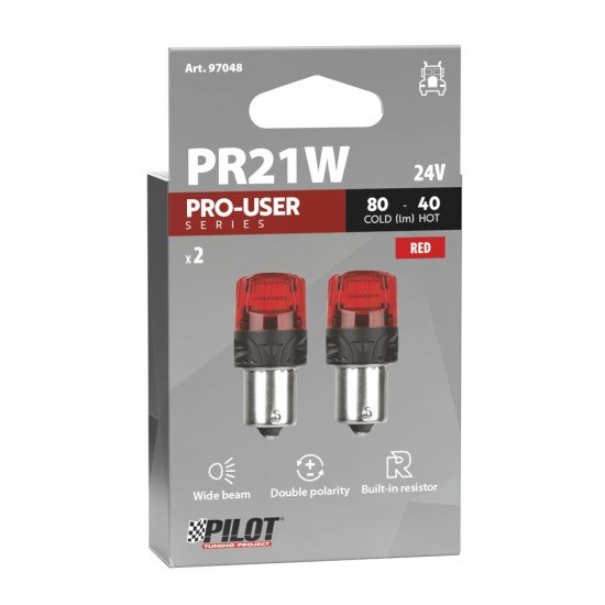 PR21W 24V BAW15s 80/40lm ΜΕ ΚΟΚΚΙΝΟ ΦΩΣ ΔΙΠΛΗΣ ΠΟΛΙΚΟΤΗΤΑΣ LED CAN-BUS PRO-USER SERIES 24V 2ΤΕΜ.-Lampa-L9704.8 PR21W 24V BAW15s 80/40lm ΜΕ ΚΟΚΚΙΝΟ ΦΩΣ ΔΙΠΛΗΣ ΠΟΛΙΚΟΤΗΤΑΣ LED CAN-BUS PRO-USER SERIES 24V 2ΤΕΜ.-Lampa-L9704.8
