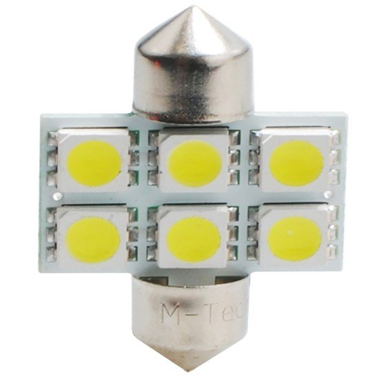 ΛΑΜΠΑΚΙΑ ΠΛΑΦΟΝΙΕΡΑΣ C5W/C10W 12V 1,44W SV8,5 31mm LED 6xSMD5050 ΛΕΥΚΟ 2ΤΕΜ.-M-Tech-LB027W/MT