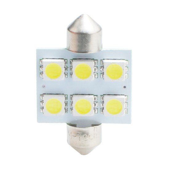 ΛΑΜΠΑΚΙΑ ΠΛΑΦΟΝΙΕΡΑΣ C5W/C10W 12V 1,44W SV8,5 36mm PREMIUM LED 6xSMD5050 ΛΕΥΚΟ BLISTER 2ΤΕΜ. M-TECH-M-Tech-LB052W/MT