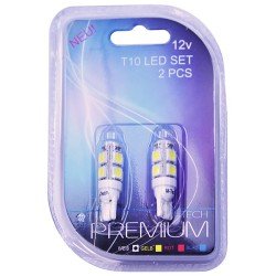 T10 W5W 12V W2,1x9,5d LED 9xSMD5050 ΛΕΥΚΟ (ΚΑΡΦΩΤΟ ΑΚΑΛΥΚΟ) BLISTER 2ΤΕΜ. M-TECH-M-Tech-LB058W/MT