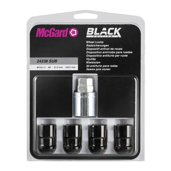 Lampa - Παξιμάδια Ασφαλείας 12x1.50 Κωνικά Τύπου F170 Black Edition Μήκος 37mm 19/21 Για Τροχούς Αυτοκινήτου – 1 σετ 5 τεμ. (L.MG24238SUB)-Lampa-L.MG24238SUB