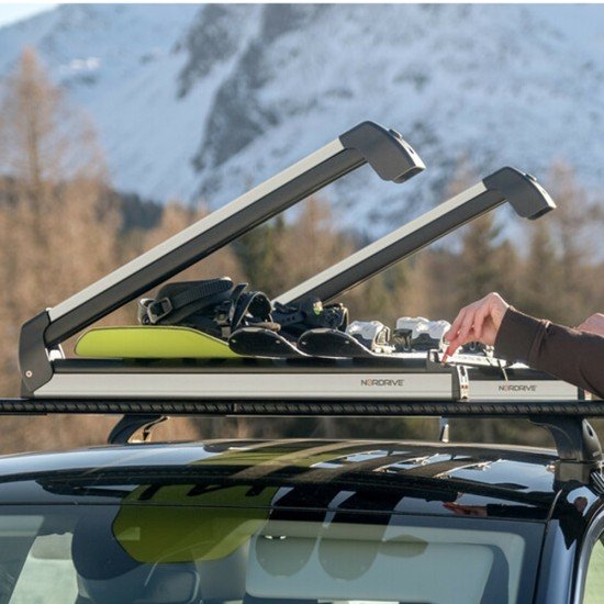 Nordrive - Βάση Σκι Οροφής Pro‑Slider EVO PS‑60 Silver σε Ασημί Χρώμα με Αντικλεπτικό Σύστημα και Συρόμενη Λειτουργία σε Διαστάσεις 800x50x135 mm για 6 ζευγάρια σκι ή 4 snowboard - 1 τεμ. (N40000)-Nordrive-N40000