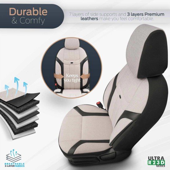 ΚΑΛΥΜΜΑΤΑ ΚΑΘΙΣΜΑΤΩΝ OTOM SWAN 503 BEIGE ΜΑΥΡΟ/ΜΠΕΖ ΛΙΝΟ & ΔΕΡΜΑΤΙΝΗ SETΑΜΙΟ - 1 σετ.-Amio-OT86753/AM