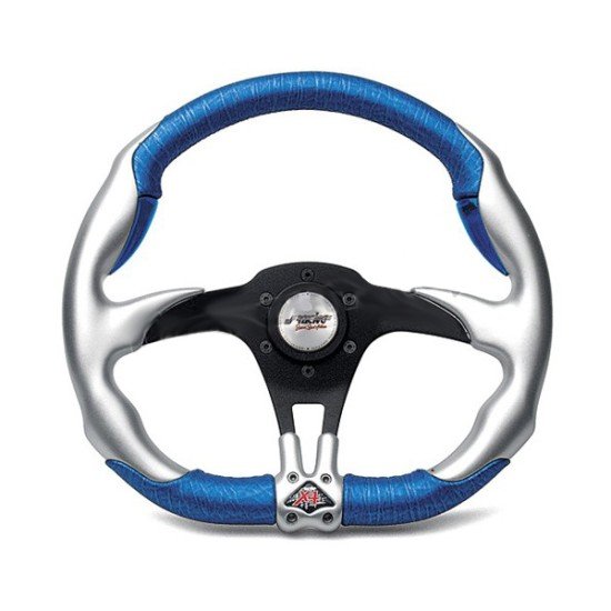 ΤΙΜΟΝΙ Χ4 ALUMINIUM Δέρμα Γαλάζιο Ασημί 350mm-Simoni Racing-SRX4350XLB ΤΙΜΟΝΙ Χ4 ALUMINIUM Δέρμα Γαλάζιο Ασημί 350mm-Simoni Racing-SRX4350XLB