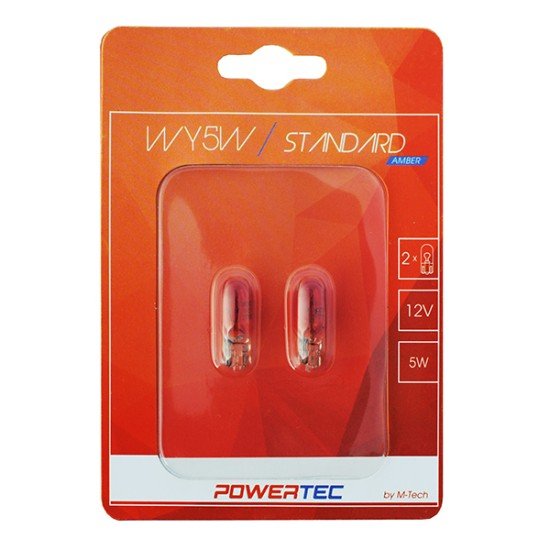 WY5W 12V 5W W2,1x9,5d ΠΟΡΤΟΚΑΛΙ (ΚΑΡΦΩΤΟ ΑΚΑΛΥΚΟ) POWERTEC STANDARD ΑΛΟΓΟΝΟΥ 2ΤΕΜ.-M-Tech-PTZ28-02B/MT