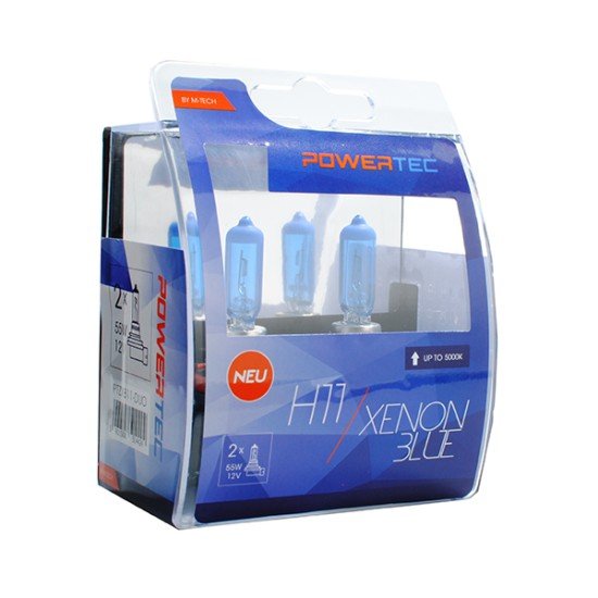 H11 12V 55W PGJ19-2 5.000K POWERTEC XENON BLUE 2ΤΕΜ.-M-Tech-PTZXB11-DUO/MT H11 12V 55W PGJ19-2 5.000K POWERTEC XENON BLUE 2ΤΕΜ.-M-Tech-PTZXB11-DUO/MT