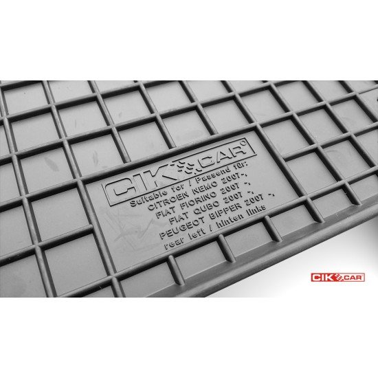 ΜΑΡΚΕ ΠΑΤΑΚΙΑ ΣΕ ΣΚΑΦΗ ΛΑΣΤΙΧΟ ΓΙΑ CITROEN NEMO 12/2008 / FIAT FIORINO 11/2007+ / FIAT QUBO 09/2008-05/2020 / PEUGEOT BIPPER 05/2008-03/2014 / PEUGEOT BIPPER TEPEE 03/2009-12/2017 ΣΕ ΜΑΥΡΟ ΧΡΩΜΑ ΜΕ ΚΟΥΜΠΩΜΑΤΑ CIK - 2 ΤΕΜ.-Cik-RM.CI.0010/CK ΜΑΡΚΕ ΠΑΤΑΚΙΑ ΣΕ ΣΚΑΦΗ ΛΑΣΤΙΧΟ ΓΙΑ CITROEN NEMO 12/2008 / FIAT FIORINO 11/2007+ / FIAT QUBO 09/2008-05/2020 / PEUGEOT BIPPER 05/2008-03/2014 / PEUGEOT BIPPER TEPEE 03/2009-12/2017 ΣΕ ΜΑΥΡΟ ΧΡΩΜΑ ΜΕ ΚΟΥΜΠΩΜΑΤΑ CIK - 2 ΤΕΜ.-Cik-RM.CI.0010/CK