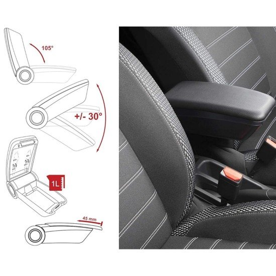 Ολοκληρωμένος Τεμπέλης Καθίσματος ARMSTER 3 PLUG & PLAY για Dacia Sandero LHD 2020+ (με Εργοστασιακό Υποβραχιόνιο) από Πλαστικό και Vegan Δέρμα σε Μαύρο Χρώμα RATI - 1 τεμ.-Rati-V01528/RT