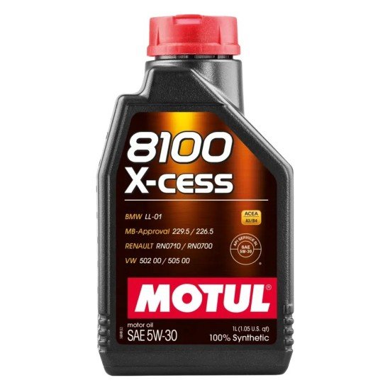 MOTUL 8100, X-CESS Λάδι κινητήρα
5W-30, 1l, Πλήρως συνθετικό λάδι MOTUL 8100, X-CESS Λάδι κινητήρα
5W-30, 1l, Πλήρως συνθετικό λάδι