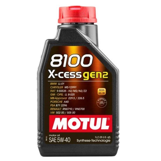 MOTUL 8100, X-cess Gen2 Λάδι κινητήρα
5W-40, 1l MOTUL 8100, X-cess Gen2 Λάδι κινητήρα
5W-40, 1l