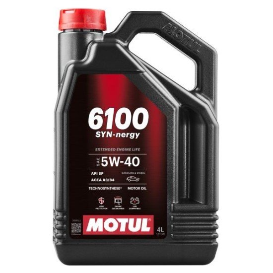 MOTUL 6100, Syn-nergy Λάδι κινητήρα
5W-40, 4l MOTUL 6100, Syn-nergy Λάδι κινητήρα
5W-40, 4l