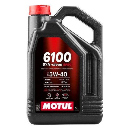 MOTUL 6100, Syn-clean Spec Λάδι κινητήρα
5W-40, 5l MOTUL 6100, Syn-clean Spec Λάδι κινητήρα
5W-40, 5l